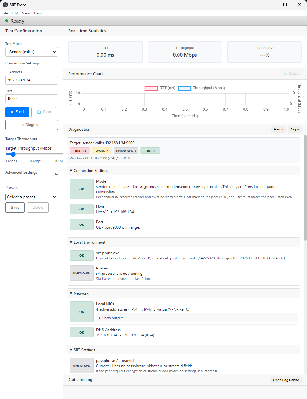 Diagnostics and logs